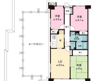 間取り　ルーフバルコニ付