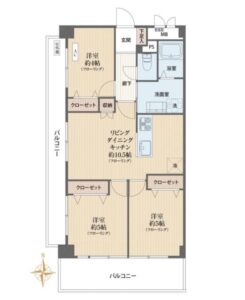 間取り。最上階、南西角部屋です。