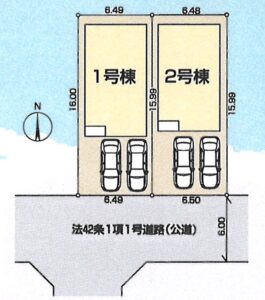 区画図　並列駐車2台可能です。