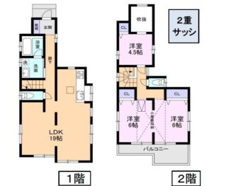川越市南大塚　3LDK　間取り　1,890万円