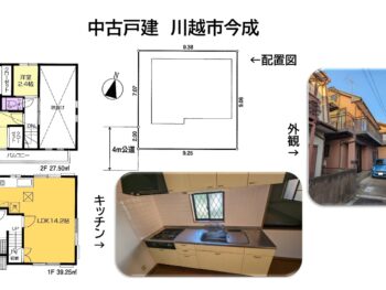 川越市今成1丁目　間取り・配置図・外観・キッチン